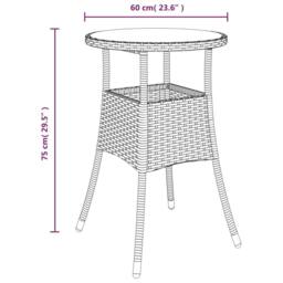 Berkfield Home Garden Table Ã˜60x75 cm Tempered Glass & Poly Rattan Brown - Size: 60x75 cm - thumbnail 6