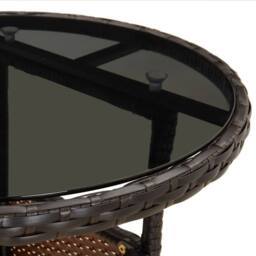 Berkfield Home Garden Table Ã˜60x75 cm Tempered Glass & Poly Rattan Brown - Size: 60x75 cm - thumbnail 5