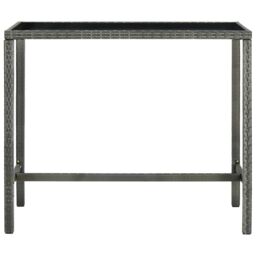 Berkfield Home Garden Bar Table Grey 130x60x110 cm Poly Rattan & Glass - Size: 130 x 60 x 110 cm - thumbnail 2