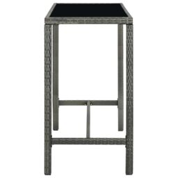 Berkfield Home Garden Bar Table Grey 130x60x110 cm Poly Rattan & Glass - Size: 130 x 60 x 110 cm - thumbnail 3