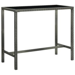Berkfield Home Garden Bar Table Grey 130x60x110 cm Poly Rattan & Glass - Size: 130 x 60 x 110 cm - thumbnail 1