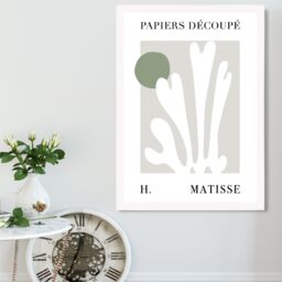 ARTZE Matisse Floral Cutout Sage Green Framed Print SIZE: A2 with White Frame in Pale Green - Size: A4 - thumbnail 2