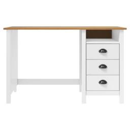 Berkfield Home Desk Hill with 3 Drawers 120x50x74 cm Solid Pine Wood in White - Size: 120 x 50 x 74 cm