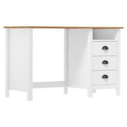 Berkfield Home Desk Hill with 3 Drawers 120x50x74 cm Solid Pine Wood in White - Size: 120 x 50 x 74 cm - thumbnail 2