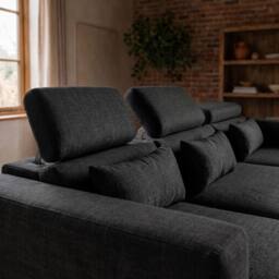 Sofaya Chelsea Sofa Bed Convertible U Shape Linen Couch Hidden Storage in Black - Size: 4 Person - thumbnail 6