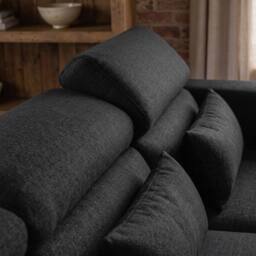 Sofaya Chelsea Sofa Bed Convertible U Shape Linen Couch Hidden Storage in Black - Size: 4 Person - thumbnail 7