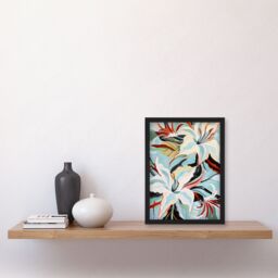 "Artery8 Oriental Lily Flower Bouquet Abstract Floral Framed Art Print in Blue - Size: W12"" x H16""" - thumbnail 4