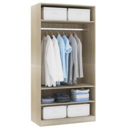 Berkfield Home Wardrobe Sonoma Oak 100x50x200 cm Engineered Wood in Light Tan - Size: 100 x 50 x 200 cm - thumbnail 4