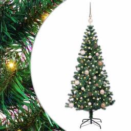 Berkfield Home Artificial Pre-lit Christmas Tree Green 150 cm PVC & Metal - thumbnail 2