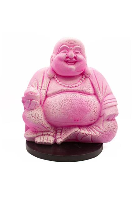 KDMD Laughing Buddha Dragonfruit Crackle Glow Lamp with Round Base in Pink - image 1