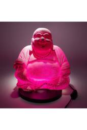 KDMD Laughing Buddha Dragonfruit Crackle Glow Lamp with Round Base in Pink - thumbnail 3