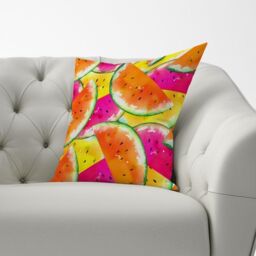 Warren Reed - Designer Watermelon Design Cushions in Orange - Size: 45 cm x 45 cm - thumbnail 3