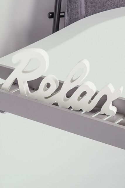 OHS Relax Sign Ornament Word Wood Figure Home Bathroom Decor Gift in White - image 1