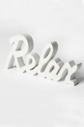 OHS Relax Sign Ornament Word Wood Figure Home Bathroom Decor Gift in White - thumbnail 3