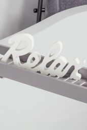 OHS Relax Sign Ornament Word Wood Figure Home Bathroom Decor Gift in White - thumbnail 1