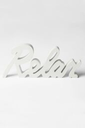 OHS Relax Sign Ornament Word Wood Figure Home Bathroom Decor Gift in White - thumbnail 2