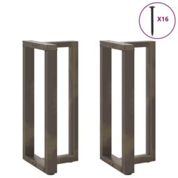 Berkfield Home Bar Table Legs T-Shaped¬†2 pcs Natural Steel 40x35x(90-91) cm Steel in Black - thumbnail 2
