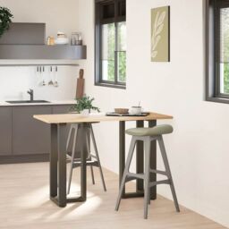 Berkfield Home Bar Table Legs T-Shaped¬†2 pcs Natural Steel 40x35x(90-91) cm Steel in Black - thumbnail 1