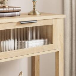 London Boutique Slim Console Table Entryway Sofa Table 2-Tier Hallway Table w/Drawers in Natural - thumbnail 3