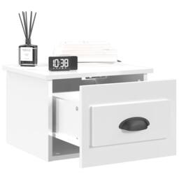 Berkfield Home Wall-mounted Bedside Cabinet High Gloss White 41.5x36x28cm - Size: 41.5x36x28 cm - thumbnail 4