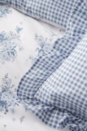 Catherine Lansfield 'Lucie Floral Frill' Fully Reversible Cushion in Blue - Size: 45 cm x 45 cm - thumbnail 2
