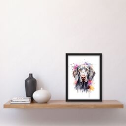 "Artery8 Wall Art Print Weimaraner Lovers Gift Watercolour Pet Portrait Painting Artwork Art Framed - Size: W12"" x H16""" - thumbnail 4