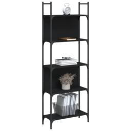 Berkfield Home Bookshelf 5-Tier Black 60.5x24x166.5 cm Engineered Wood - thumbnail 4