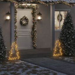 Berkfield Home Christmas Light Decoration with Spikes Tree 80 LEDs 60 cm in Black - thumbnail 1