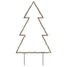 Berkfield Home Christmas Light Decoration with Spikes Tree 80 LEDs 60 cm in Black - thumbnail 2