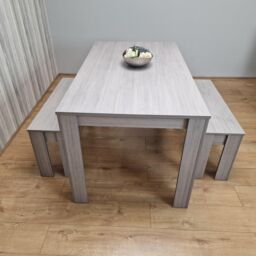 KOSY KOALA Dining Table set for 4, Dining Table & 2 Benches, Kitchen Dining Table with 2 Benches, Dining room Table set in Grey - thumbnail 5