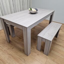 KOSY KOALA Dining Table set for 4, Dining Table & 2 Benches, Kitchen Dining Table with 2 Benches, Dining room Table set in Grey