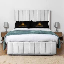 UK Bed Furniture Arizona Wingback Divan Bed with 54Inch Headboard & 2 Drawer Foot End in White - Size: Super King - thumbnail 2