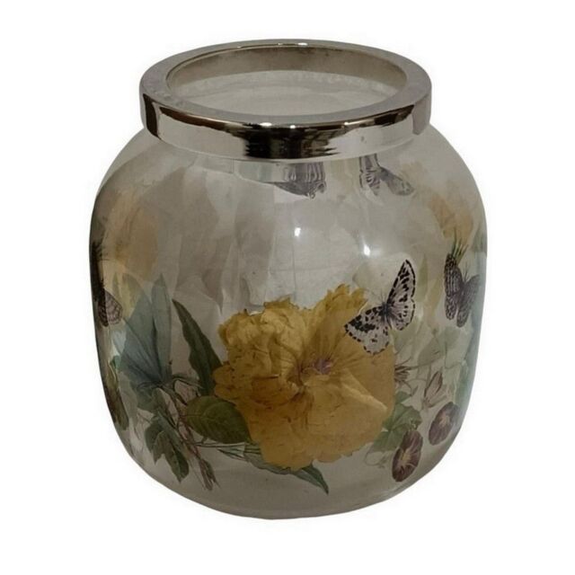 Minster Flower Vase with Metal Rim - Glass - L7 x W7 x H13 cm in Clear - Size: 1 Pack - image 1