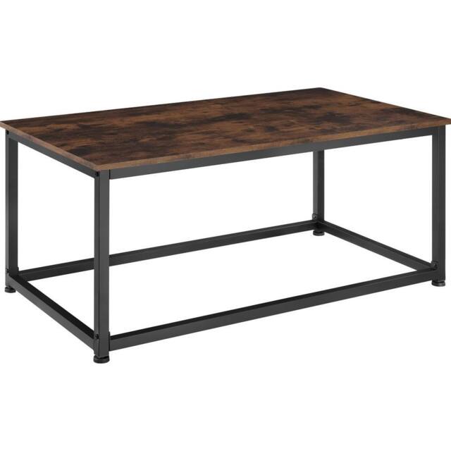 tectake Coffee Table Lynch - Rectangular With Height-Adjustable Plastic Feet in Dark Brown - image 1