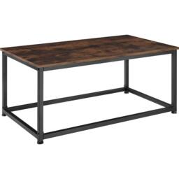 tectake Coffee Table Lynch - Rectangular With Height-Adjustable Plastic Feet in Dark Brown - thumbnail 1