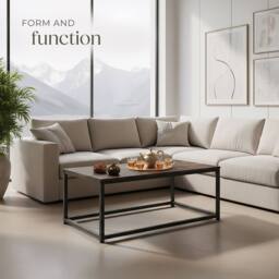 tectake Coffee Table Lynch - Rectangular With Height-Adjustable Plastic Feet in Dark Brown - thumbnail 8