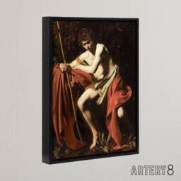 "Artery8 Saint John the Baptist in Wilderness Caravaggio Framed Canvas Wall Art - Size: W12"" x H16""" - thumbnail 2