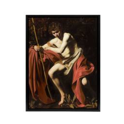 "Artery8 Saint John the Baptist in Wilderness Caravaggio Framed Canvas Wall Art - Size: W12"" x H16""" - thumbnail 1