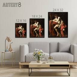 "Artery8 Saint John the Baptist in Wilderness Caravaggio Framed Canvas Wall Art - Size: W12"" x H16""" - thumbnail 4