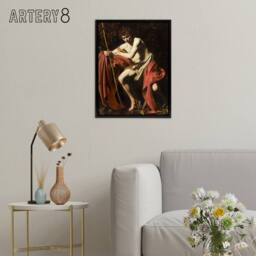 "Artery8 Saint John the Baptist in Wilderness Caravaggio Framed Canvas Wall Art - Size: W12"" x H16""" - thumbnail 3
