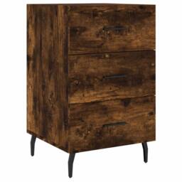 Berkfield Home Modern Bedside Cabinet Smoked Oak 40x40x66 cm Engineered Wood in Brown - Size: 40 x 40 x 66 cm - thumbnail 3