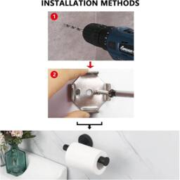FLAVORA Wall Mounted Toilet Roll Holder Bar Tissue Paper Stand in Black - Size: 180 cm width x 180 cm drop - thumbnail 2