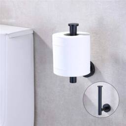 FLAVORA Wall Mounted Toilet Roll Holder Bar Tissue Paper Stand in Black - Size: 180 cm width x 180 cm drop - thumbnail 3