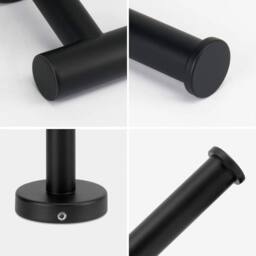 FLAVORA Wall Mounted Toilet Roll Holder Bar Tissue Paper Stand in Black - Size: 180 cm width x 180 cm drop - thumbnail 4