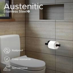 FLAVORA Wall Mounted Toilet Roll Holder Bar Tissue Paper Stand in Black - Size: 180 cm width x 180 cm drop - thumbnail 5