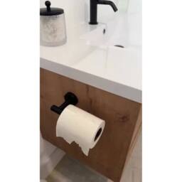 FLAVORA Wall Mounted Toilet Roll Holder Bar Tissue Paper Stand in Black - Size: 180 cm width x 180 cm drop - thumbnail 6