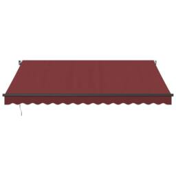 Berkfield Home Manual Retractable Awning with LEDs Burgundy 400x350 cm in Black - thumbnail 4