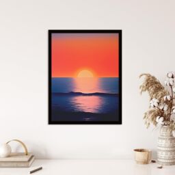 "Wee Blue Coo Wall Art Print Morning Glory Sunset on Sea Orange Blue Living Room Framed - Size: W12"" x H16""" - thumbnail 4