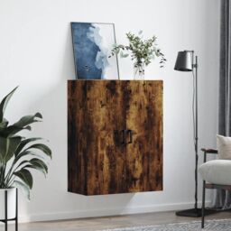 Berkfield Home Wall Mounted Cabinet Smoked Oak 69.5x34x90 cm in Brown - thumbnail 3