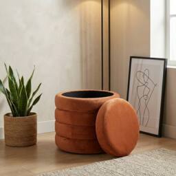Garden Greatness Noe Velvet Terracotta Storage Stool - thumbnail 2